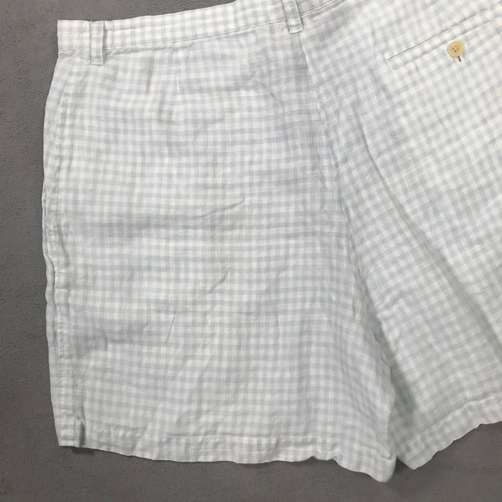 Lauren Ralph Lauren Shorts Women 16 Blue Gingham Check Linen High Waist Pocket - Picture 9 of 10